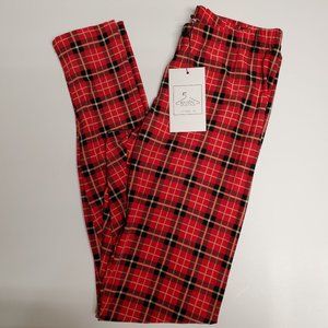 Red Plaid Leggings Style #5001 Medium